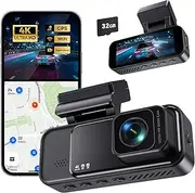 [COOLCRAZY] Dash Cam, 4K UHD Dash Camera for Cars Built-in GPS, 3.2" IPS Screen WiFi & App Dashcam, 24H Parking Mode, 170°Wide Angle Front Dashcams with 32G Card, WDR, Night Vision, G-Sensor
