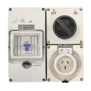3 pin 15 Amp RCD Protected - Switched Socket RCBO Outlet RCD COMBO IP66