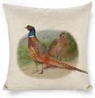 Pheasant Couples Linen Throw Pillow Covers Farmhouse 18X18 Decorative