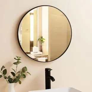 【CATIS】浴室鏡子圓鏡60cm單鏡(北歐風圓鏡 簡約浴室鏡 化妝鏡 免打孔圓鏡 壁掛式鏡)