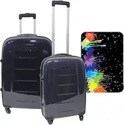 [WELL HOME MOBILIARIO & DECORACIÓN] Set of 2 Trolleys suitcases with Protective Cover 'Splash', Multicoloured, Suitcases with 4 Wheels and Protective Case, Multicoloured, Suitcases with 4 Wheels and