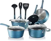 [Nutrichef] Nonstick Cookware Excilon Home Kitchen Ware Pots & Pan Set with Saucepan, Frying Pans, Cooking Pots, Lids, Utensil PTFE/PFOA/PFOS Free, 11 Pcs, Blue