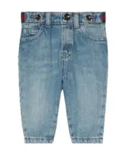 Gucci Kids Web Detailed Washed Denim Pants 912M,69M,1218M,36M,24M blue
