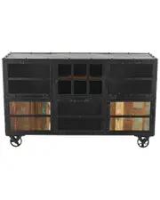 Peyton Lane Metal 3-Shelf & 2-Door Cabinet with 4 Wheels