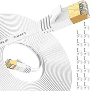 Ethernet Cable 10M, Cat7 High Speed Internet Network Cable with Gold Plated RJ45 Connector, Shielded Flat Patch Cord LAN Wire for Modem, Switch, Faster Than Cat5e/Cat5/Cat6/Cat6e