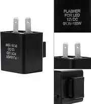 Black 12V 2 PIN LED Flash Relay, FIX Too-Fast Flashing for Motorcycle, Plastic and Metal Material
