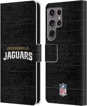 Head Case Designs Officially Licensed NFL Distressed Look Jacksonville Jaguars Logo Leather Book Wallet Case Cover Compatible with Samsung Galaxy S24 Ultra 5G