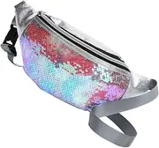 [WRITWAA] Fashionable Sequin Stars Crossbody Bag Outdoor Waist Bag for Women Sequin Star Crossbody Bag Smooth Zipper