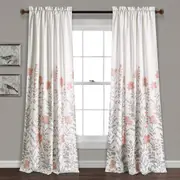 Decor Aprile Light Filtering Window Curtain Panels, Pair, 52" W x 84" L, Blush - Floral Curtains