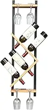 Wine Rack Bar Shelves Wall Mounted with Hanging Wine Glass Rack Bar Cabinet Liquor Bottle Display Shelf for Home Bar Cdining Room/Combination a