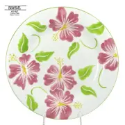 NEW Crate & Barrel HIBISCUS 11.75" Buffet Dinner Plate Laurie Gates Pink Green