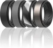 [ThunderFit] Silicone Wedding Rings for Men, Breathable Step Edge 2 Layer - 10mm Width - 2.3mm Thick