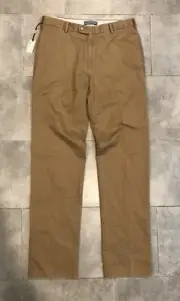 PETER MILLAR RALEIGH WASHED TWILL FLAT FRONT PANTs Men’s 34x35 British Tan