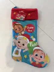 NWT Ruz Cocomelon Christmas Stocking Share The Fun Red Blue Kids Holiday New