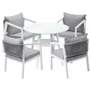 Livsip Outdoor Dining Setting Lounge Chair Patio Furniture Bistro Set 5PCS White