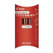 Pilot Refill for V5/V7 Cartridge System Liquid Rollerball - Red 12 x Pack of 3