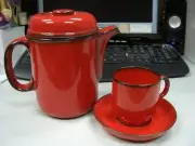 Flame by THOMAS - Coffee Pot W/ Lid And Flat Cup & Saucer Set