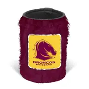 Brisbane Broncos NRL FLUFFY Beer Can Bottle Cooler Stubby Holder