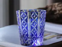 在飛比找Yahoo!奇摩拍賣優惠-日本精工江戶切子手工雕刻水晶玻璃七寶紋酒杯威士杯