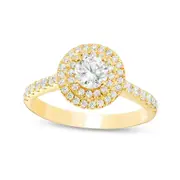 1.0 CT. T.W. Natural Diamond Double Frame Engagement Ring in Solid 14K Gold