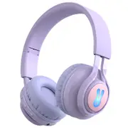Headset Bluetooth Headphones Wired Wireless Cute Light Up RGB Headphones Music Girls Headphones - Purple