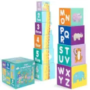 boppi Stacking Blocks Jungle Safari Animal Toddler Toys with Letters and Numbers