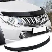 SUERAUTO4X4 Bonnet Protector for Mitsubishi Triton MQ 2015-2018 Accessories, Tinted Black Front Bonnet Stone Hood Guard Trim Cover Car Exterior Injection