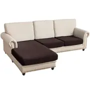 Sectional Couch Covers 3 Pieces Sofa Seat Cushion Covers L Shape Separate Cushion Couch Chaise Cover for Both Left/Right Sectional Couch (Large Sofa 2 Seater + 1 Chaise, Brown)