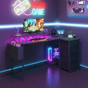 L Shaped Gaming Desk 140Cm Convertible Corner Computer Desk with Monitor Stand G