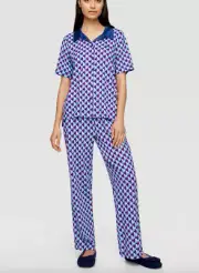 NEW PETER ALEXANDER BLUE TILE SHIRT TOP & PANTS PJ SET XL RRP$149.90