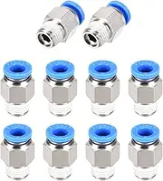 uxcell 1/8PT Male Straight Thread 6mm Push to Connectors Quick Fittings Silver Tone 10Pcs