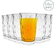 Hi Ball Glasses Water Highball Drinking Tumbler Diamond Dimpled Glass 510ml x12