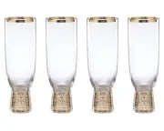 Lenox Tuscany Classics Gold Rim Flutes Glasses Set of 4 Champagne Wine
