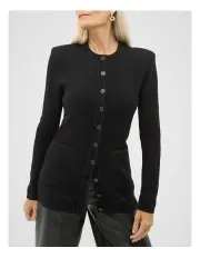 [Seed Heritage] Boucle Fitted Cardigan in Black