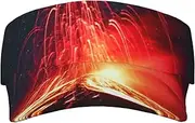[Evealyn] Volcano Erupting at Night Printed Sun Visor Hat Empty Top Sun Hat Adjustable Sports Sun Caps Baseball Caps for Women and Men Black, Black, One Size