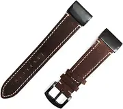 [FULNES] 26mm Retro Leather Watchband Wriststrap for Garmin Fenix 6X 6 Pro 5X 5 Plus 3 HR 22mm Easy Fit Quick Release Big Size wirstband