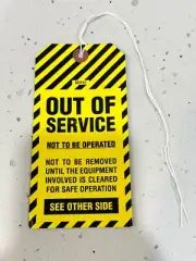 OUT OF SERVICE Lockout Tag Cardboard (PACK OF 25) with String, NEW