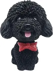 IBWell Mini Bobbing-Head Dog for Car Dash Board Decor,Dashboard Doggy Puppy Teddy Toy with Adhesive Tab（Poodle） (Black A)