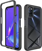 Oppo A52 Case, EabHulie Dual Layer Transparent Back Rugged Bumper No Slip Shockproof Full Body Protective Case Cover for Oppo A52 / A72 / A92 4G Black