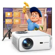 22000 Lumen Portable WiFi6 Bluetooth Projector - Full HD 1080p, 4K Support - Tripod Included - Phone/HDMI/USB Compatible