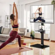 CostwayFloor TV Stand with Power Outlet with Adjustable AV Shelf