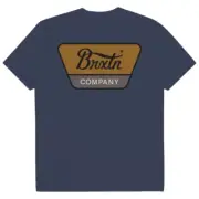 Size Large Brixton Linwood Standard T-Shirt - Washed Navy / Golden Brown / Dusk