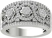 [ARAIYA FINE JEWELRY] 10K Gold or Silver Cluster Diamond Half Eternity Band Ring (3/4 cttw, I-J Color, I2-I3 Clarity)