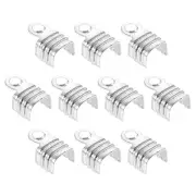 100Pcs 4 x 6.5mm Fold Over Cord Ends, Cord Tips Leather Rope End Caps, Silver