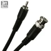 2x 3FT RCA Male to BNC Male Audio Video Cable Adapter Connector Converter Nickel