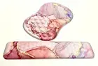 Ergonomic Mouse Pad Wrist Support with Keyboard Wrist Rest 2 IN 1 (Pink Marbled)