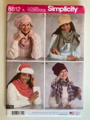 Simplicity Misses' Hat and Scarf Uncut Pattern, 8812 A, Hats in 3 Sizes