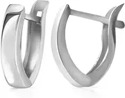 [Galaxy Gold GG] 14k Solid White Gold Plain Oval Huggie Earrings