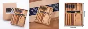 5 Pairs Natural Wood Chopsticks and 1 Moso Bamboo Rice Paddle Gift Set