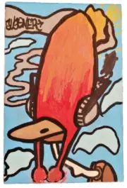 Rockin' Bird Multicolor Painting on 4x6 Canvas Original Art Hand Paint Acrylics